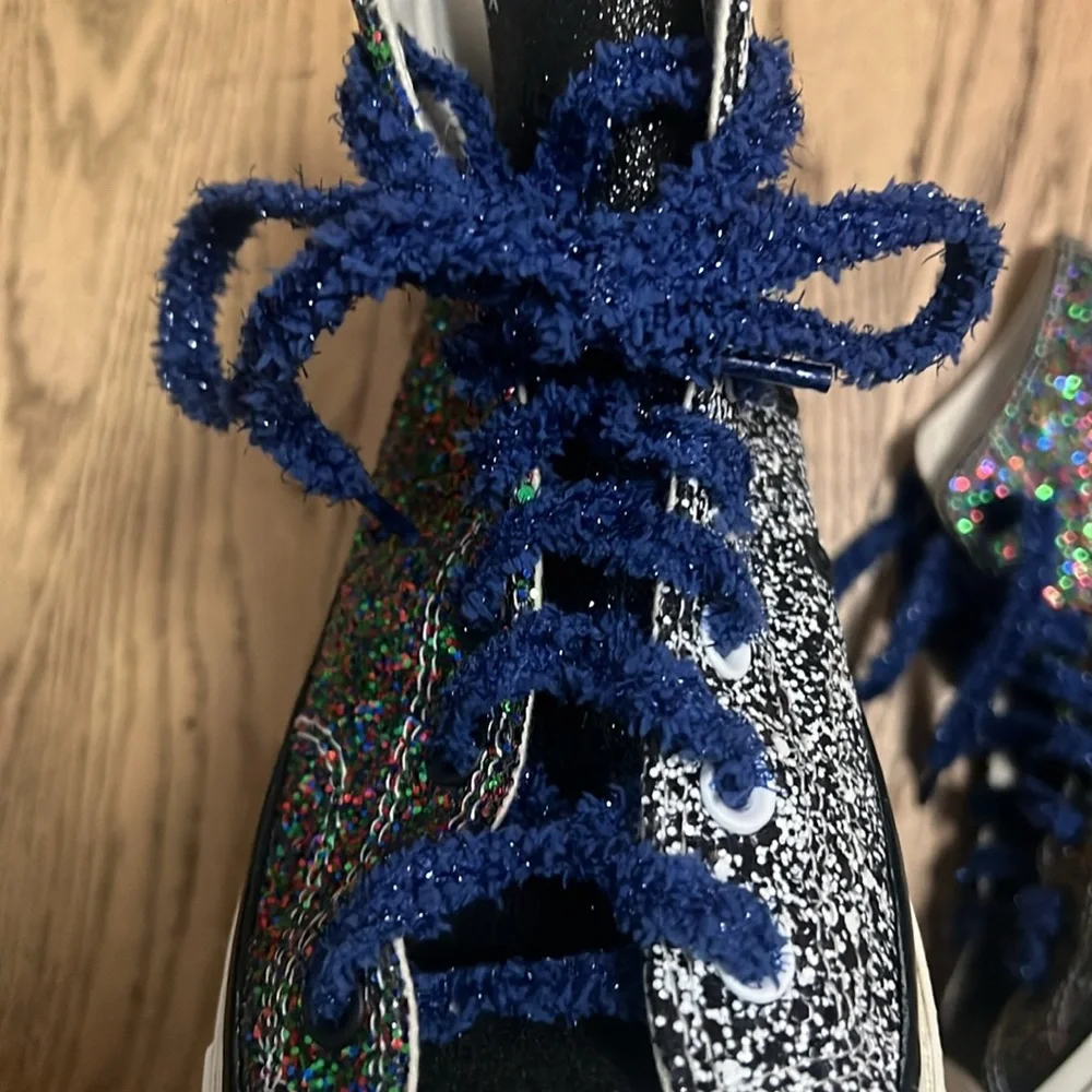 CONVERSE + J.W ANDERSON CHUCK TAYLOR ALLSTARS GLITTER‎ HIGH TRAINERS SZ M9 W11